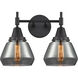 Caden LED 15.75 inch Matte Black Bath Vanity Light Wall Light in Plated Smoke Glass