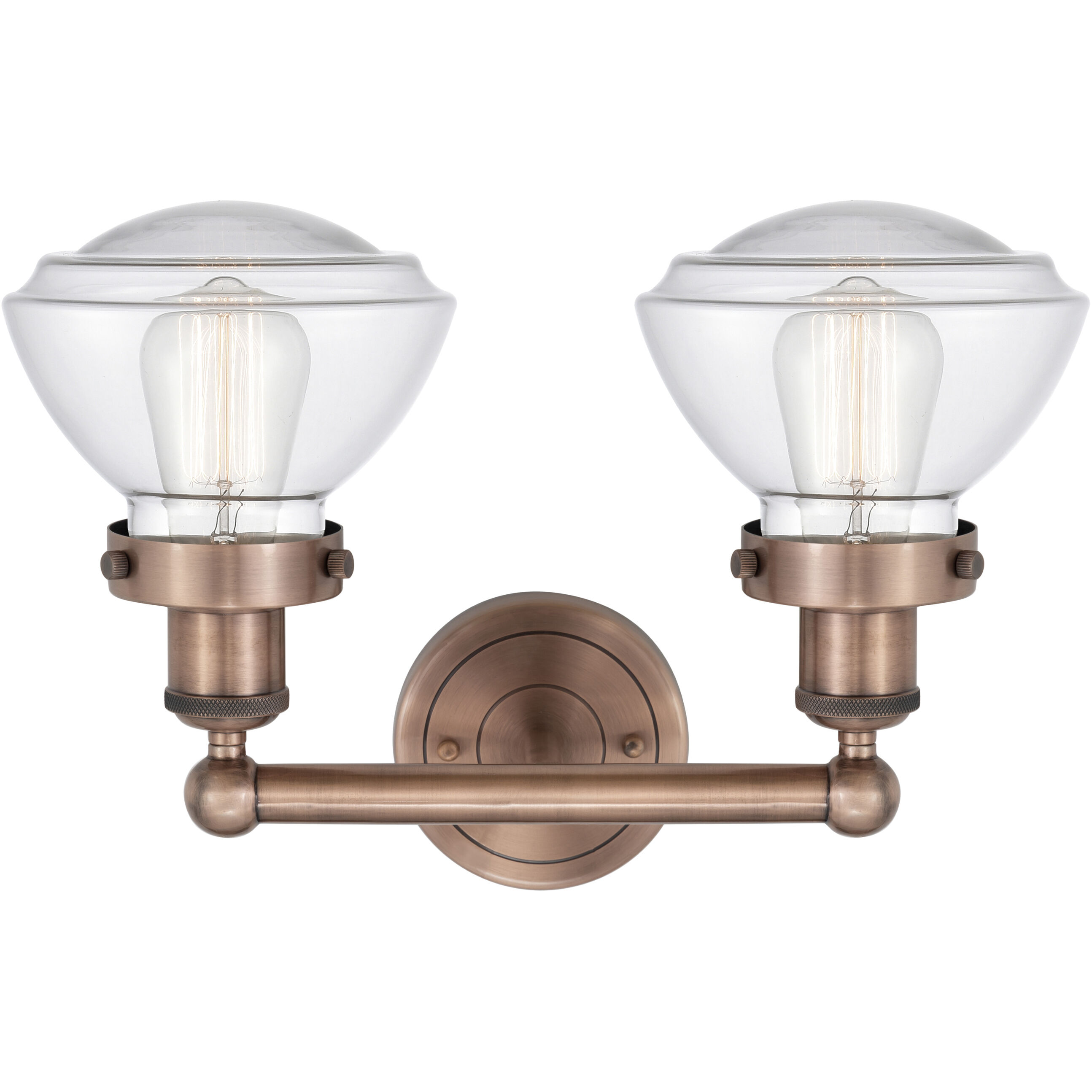 Olean 2 Light 15.5 inch Antique Copper Bath Vanity Light Wall Light in Clear
