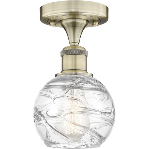 Athens Deco Swirl 1 Light 6 inch Antique Brass Semi-Flush Mount Ceiling Light