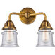 Nouveau 2 Small Canton 2 Light 13 inch Brushed Brass Bath Vanity Light Wall Light in Seedy Glass