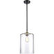 Ballston Large Cobbleskill 1 Light 9 inch Black Antique Brass Pendant Ceiling Light in Clear Glass, Ballston