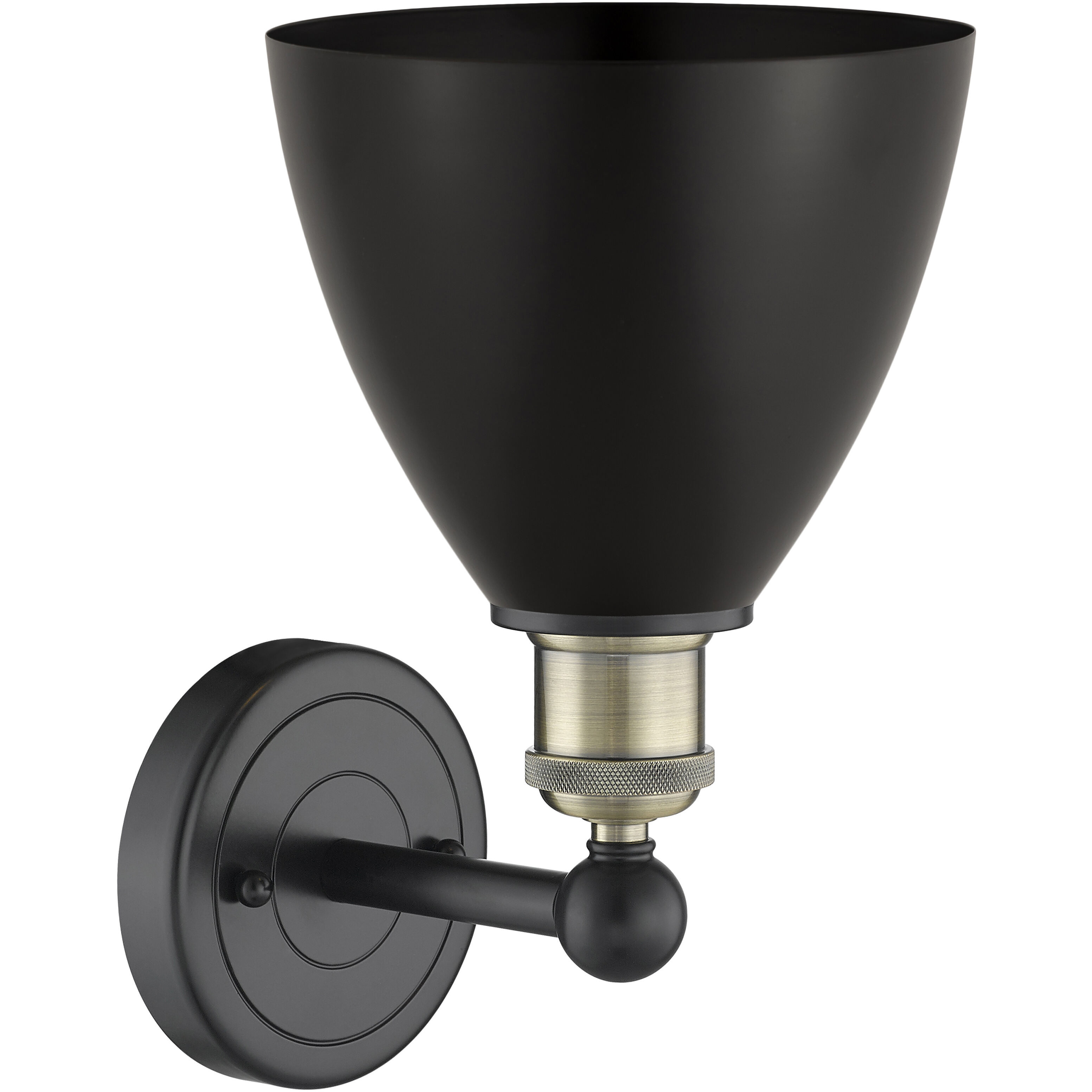 Metal Bristol Sconce Wall Light in Black Antique Brass, Matte Black, Dome