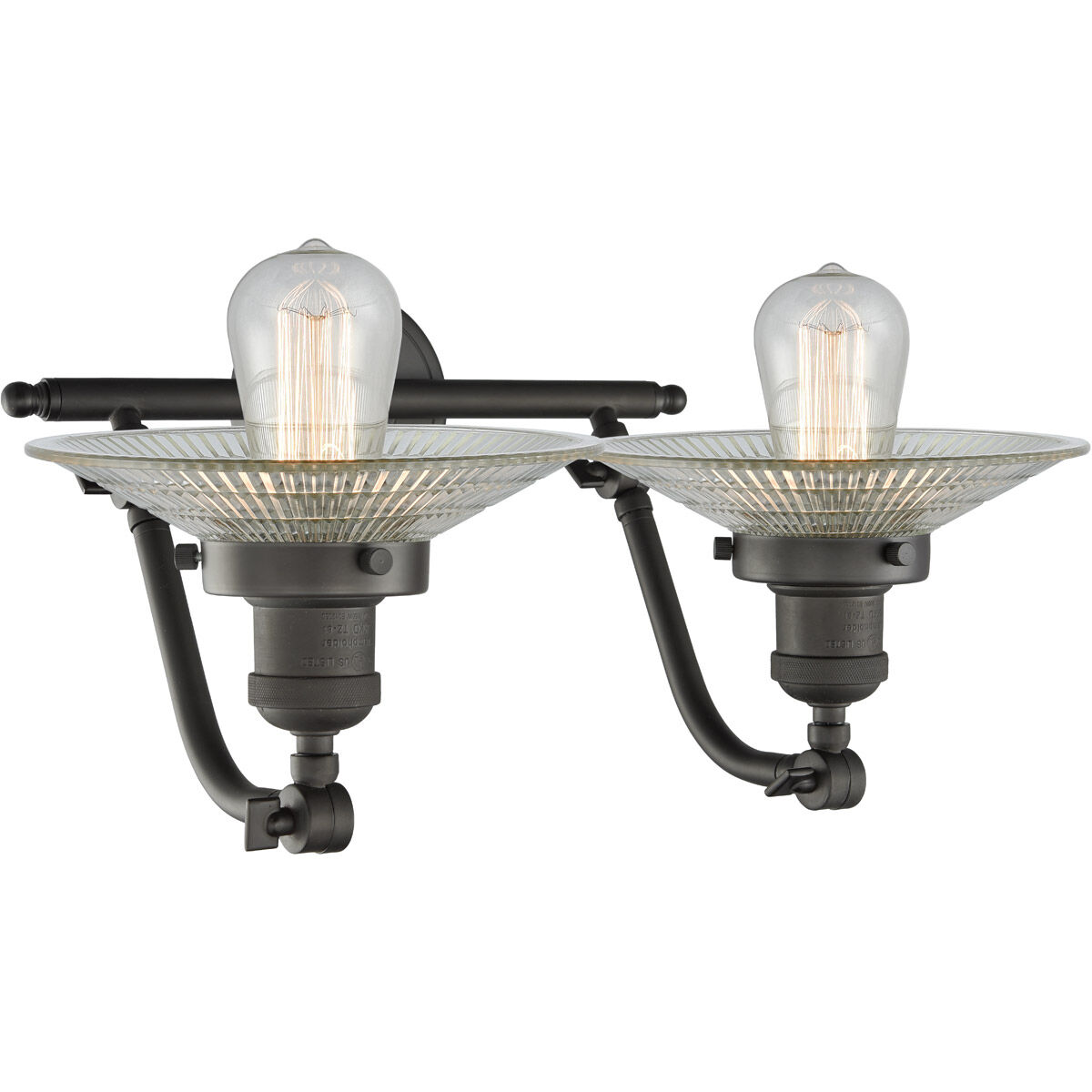 Franklin Restoration Halophane LED 18 inch Oil Rubbed Bronze Bath Vanity Light Wall Light in Clear Halophane Glass, Franklin Restoration