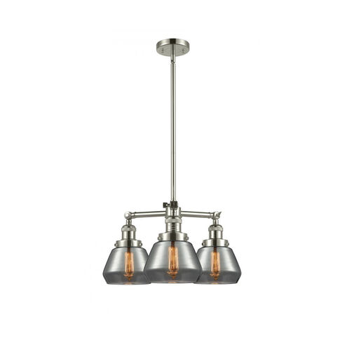 Franklin Restoration Fulton 3 Light 22 inch Polished Nickel Chandelier Ceiling Light in Plated Smoke Glass, Franklin Restoration
