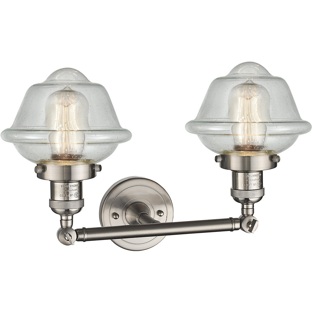 Franklin Restoration Small Oxford LED 17 inch Brushed Satin Nickel Bath Vanity Light Wall Light in Seedy Glass, Franklin Restoration