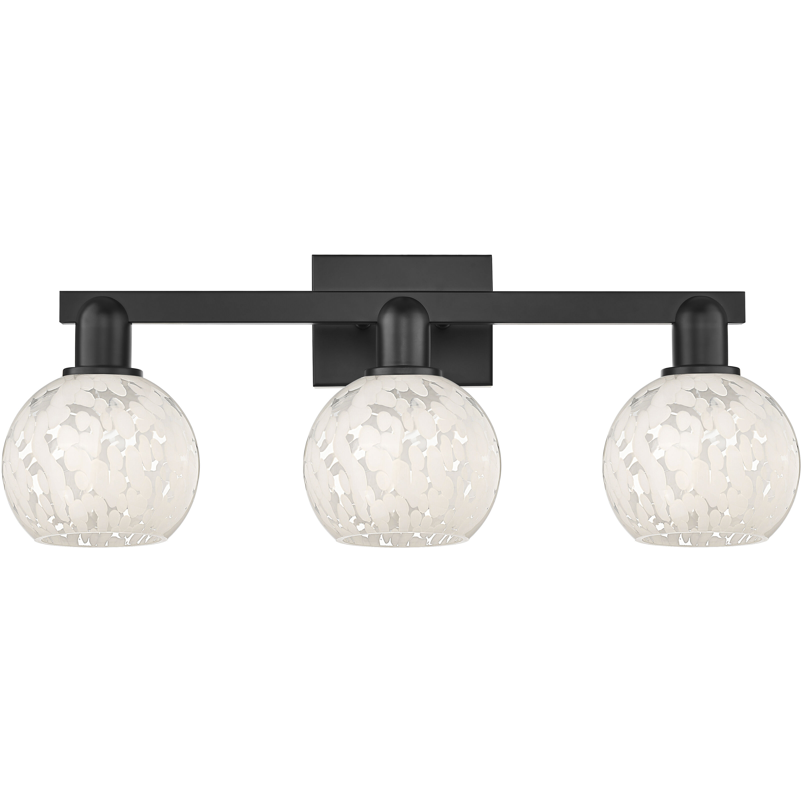 Arcadia White Mouchette 3 Light 25 inch Matte Black Bath Vanity Light Wall Light