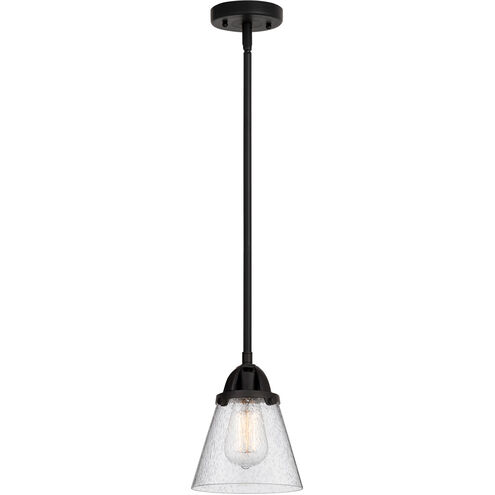 Nouveau 2 Small Cone 1 Light 6 inch Matte Black Mini Pendant Ceiling Light in Seedy Glass