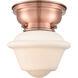 Aditi Small Oxford LED 7.5 inch Antique Copper Flush Mount Ceiling Light in Matte White Glass, Aditi