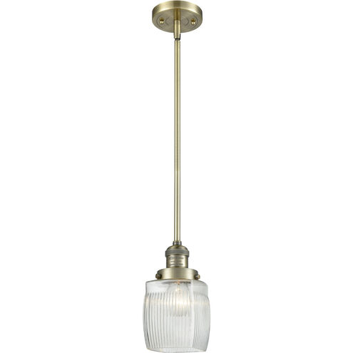 Franklin Restoration Colton 1 Light 6 inch Antique Brass Mini Pendant Ceiling Light in Incandescent, Clear Halophane Glass, Franklin Restoration