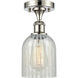 Caledonia 1 Light 5 inch Polished Nickel Flush Mount Ceiling Light in Mouchette Glass
