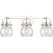 Pilaster II Sphere 3 Light 26.5 inch Polished Nickel Bath Vanity Light Wall Light in Seedy Glass