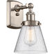 Ballston Small Cone LED 6 inch Brushed Satin Nickel Sconce Wall Light in Seedy Glass, Ballston