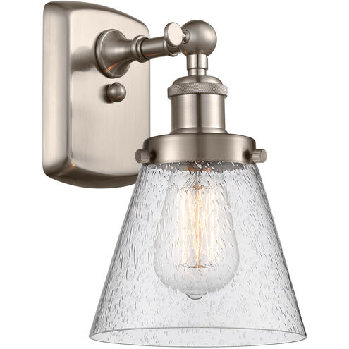 Ballston Small Cone LED 6 inch Brushed Satin Nickel Sconce Wall Light in Seedy Glass, Ballston