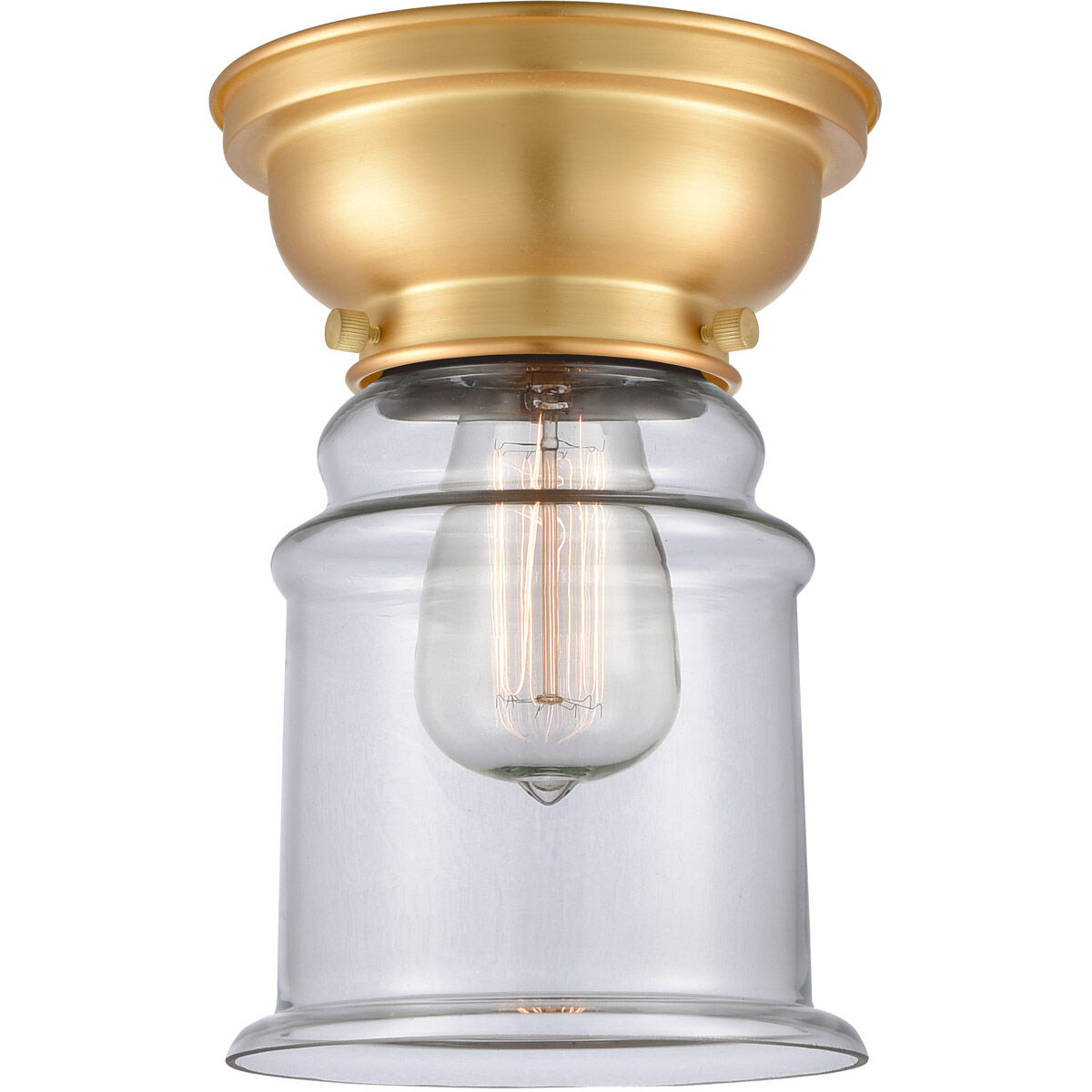 Aditi Canton 1 Light 6 inch Satin Gold Flush Mount Ceiling Light in Clear Glass, Aditi