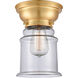 Aditi Canton 1 Light 6 inch Satin Gold Flush Mount Ceiling Light in Clear Glass, Aditi