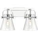 Pilaster II Cone 2 Light 17 inch Polished Chrome Bath Vanity Light Wall Light in Clear Glass