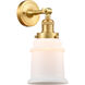 Franklin Restoration Canton LED 7 inch Satin Gold Sconce Wall Light in Matte White Glass, Franklin Restoration