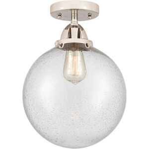 Nouveau 2 Beacon LED 10 inch Polished Nickel Semi-Flush Mount Ceiling Light in Seedy Glass