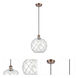 Ballston Large Farmhouse Rope LED 10 inch Antique Copper Mini Pendant Ceiling Light in Clear Glass with White Rope, Black Textured, Ballston