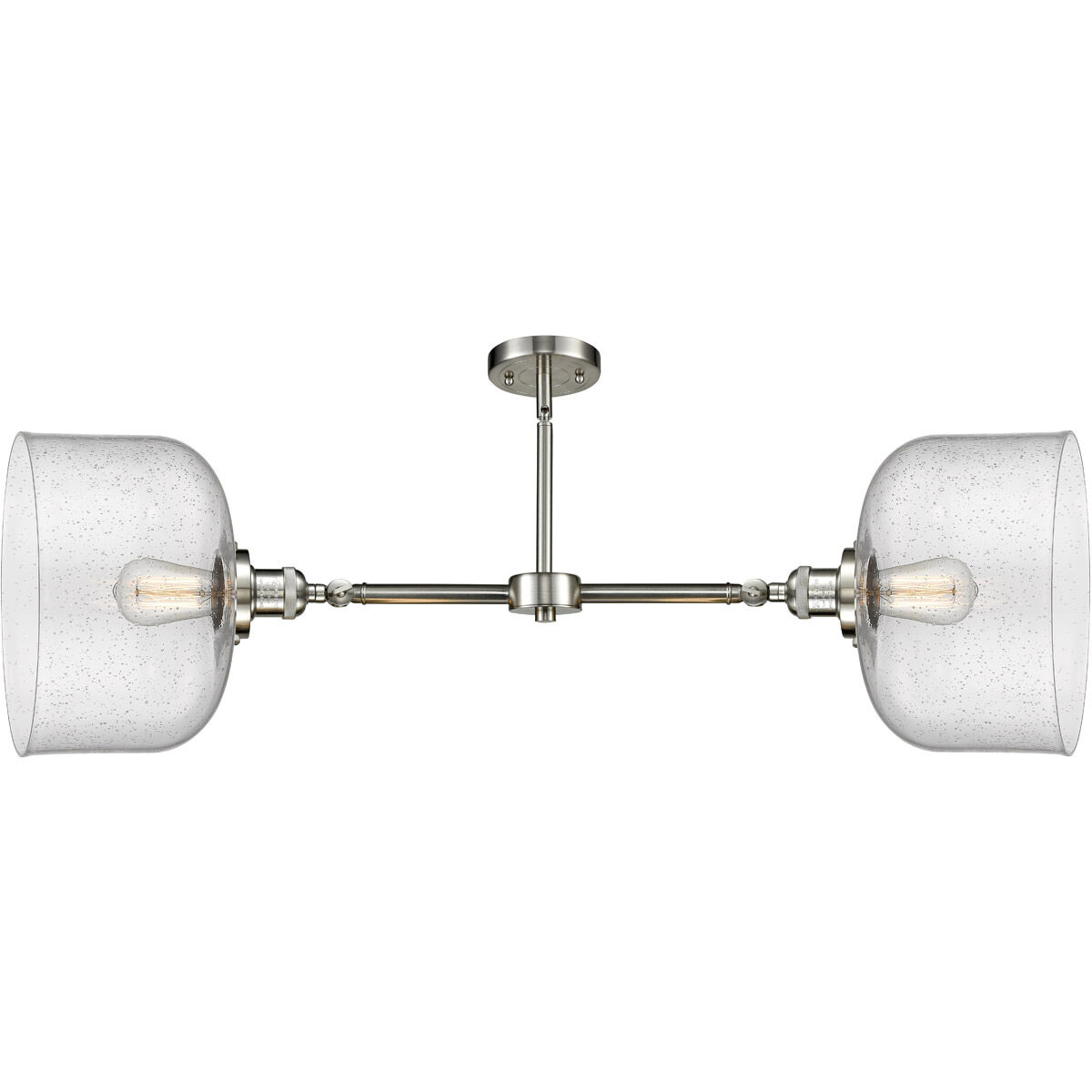 Franklin Restoration X-Large Bell LED 21 inch Brushed Satin Nickel Chandelier Ceiling Light in Seedy Glass, Franklin Restoration
