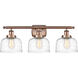 Ballston Bell LED 26 inch Antique Copper Bath Vanity Light Wall Light in Clear Deco Swirl Glass