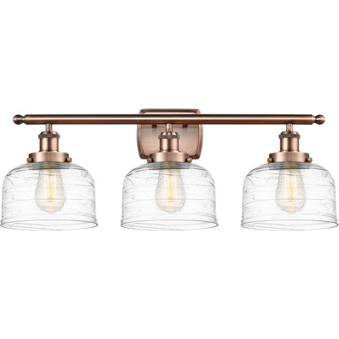 Ballston Bell LED 26 inch Antique Copper Bath Vanity Light Wall Light in Clear Deco Swirl Glass