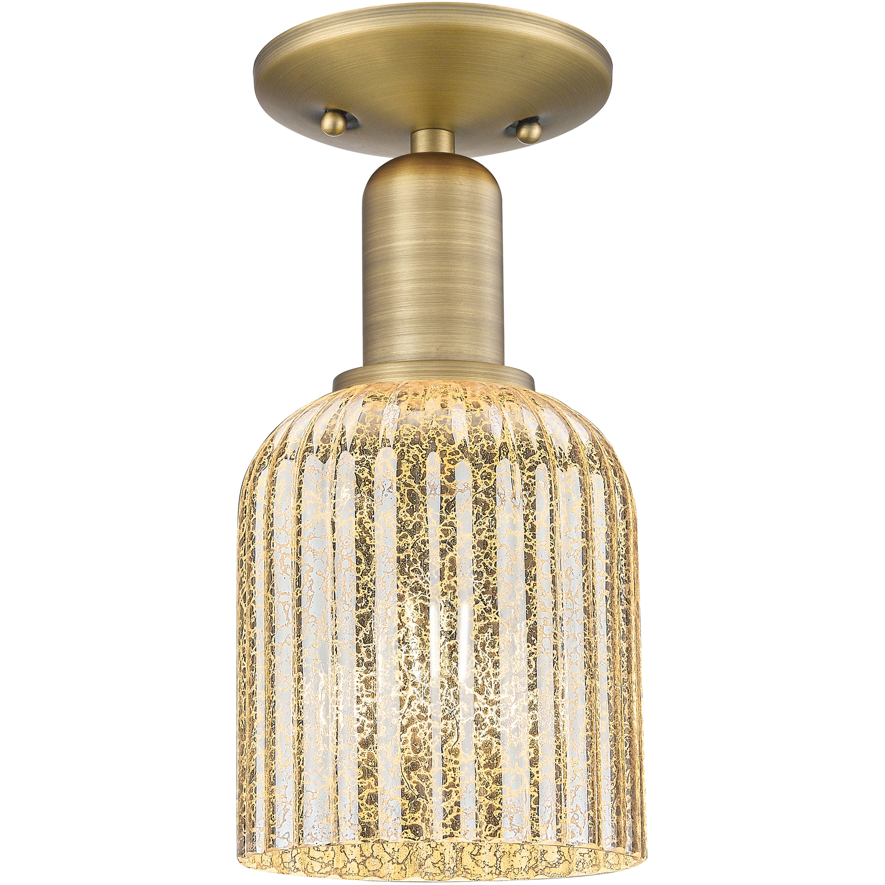 Bridal Veil 1 Light 5 inch Brushed Brass Semi-Flush Mount Ceiling Light in Mercury Glass