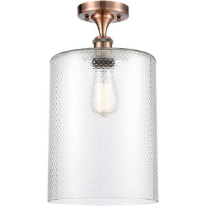 Ballston Large Cobbleskill 1 Light 9 inch Antique Copper Semi-Flush Mount Ceiling Light in Clear Glass, Ballston