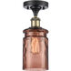 Ballston Candor LED 4.75 inch Black Antique Brass Semi-Flush Mount Ceiling Light, Ballston
