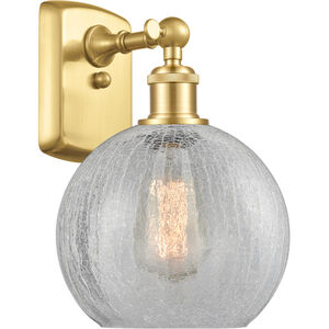 Ballston Athens LED 8 inch Satin Gold Sconce Wall Light in Clear Crackle Glass, Ballston