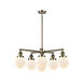 Franklin Restoration XX-Large Beacon 6 Light 35 inch Antique Brass Chandelier Ceiling Light in Incandescent, Matte White Glass, Franklin Restoration