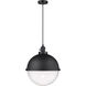 Franklin Restoration Hampden LED 12.88 inch Matte Black Pendant Ceiling Light in Seedy Glass