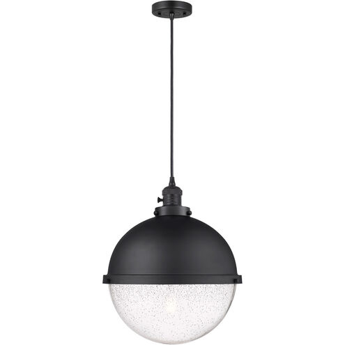 Franklin Restoration Hampden LED 12.88 inch Matte Black Pendant Ceiling Light in Seedy Glass