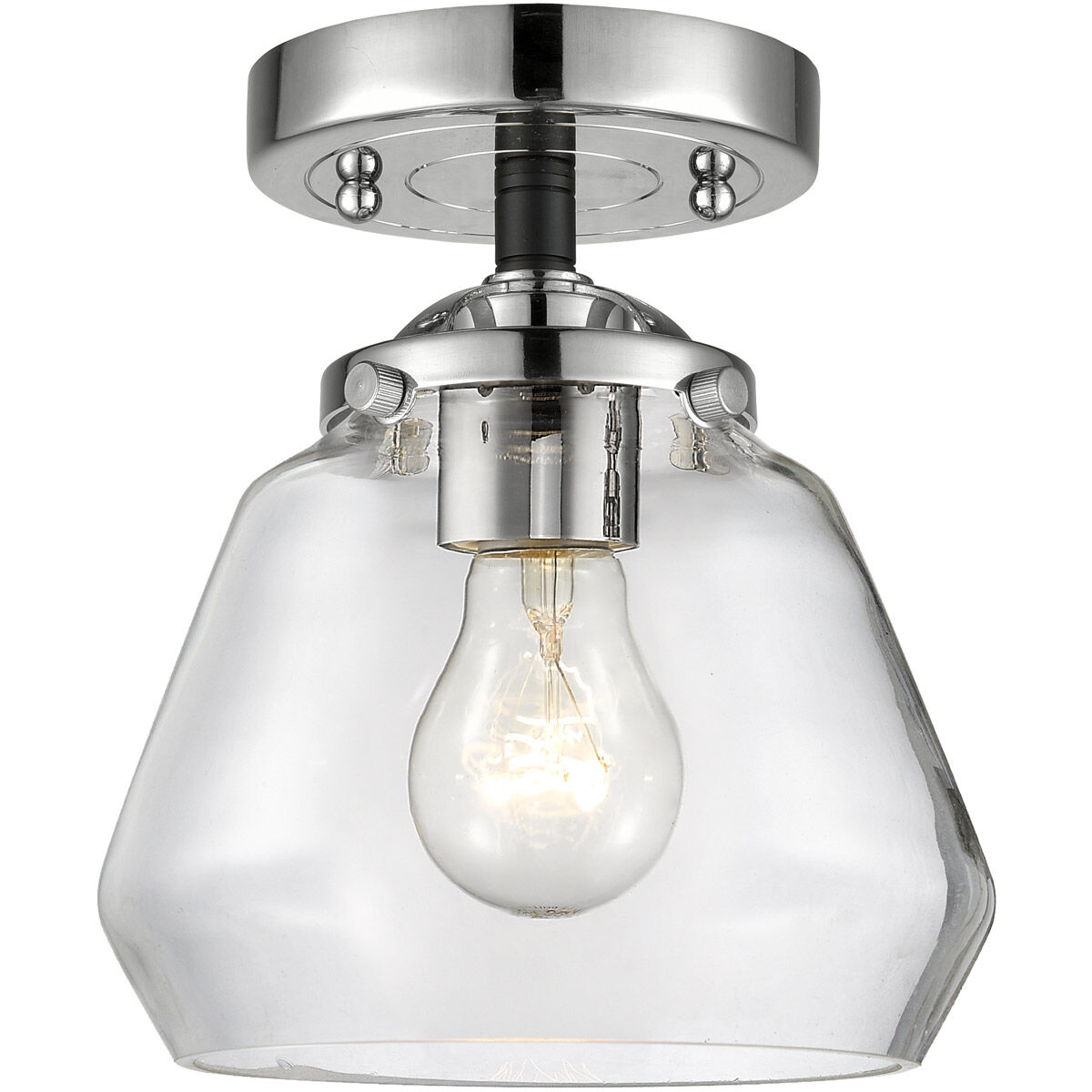 Nouveau Fulton 1 Light 7 inch Black Polished Nickel Semi-Flush Mount Ceiling Light in Clear Glass, Nouveau