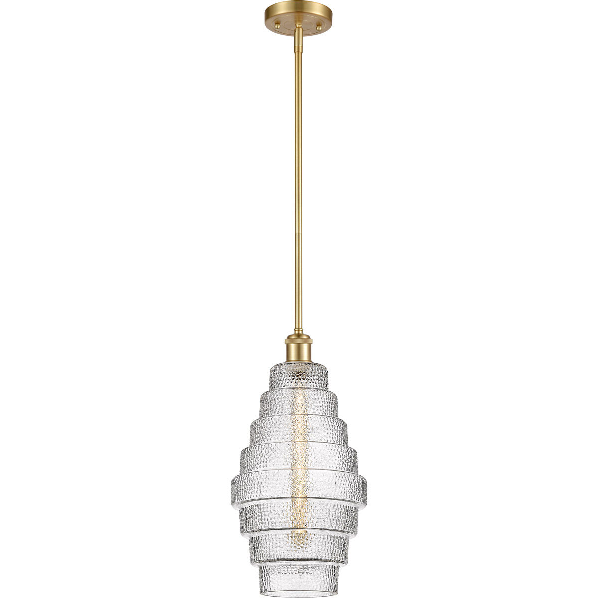 Ballston Cascade LED 8.25 inch Satin Gold Mini Pendant Ceiling Light in Clear Glass