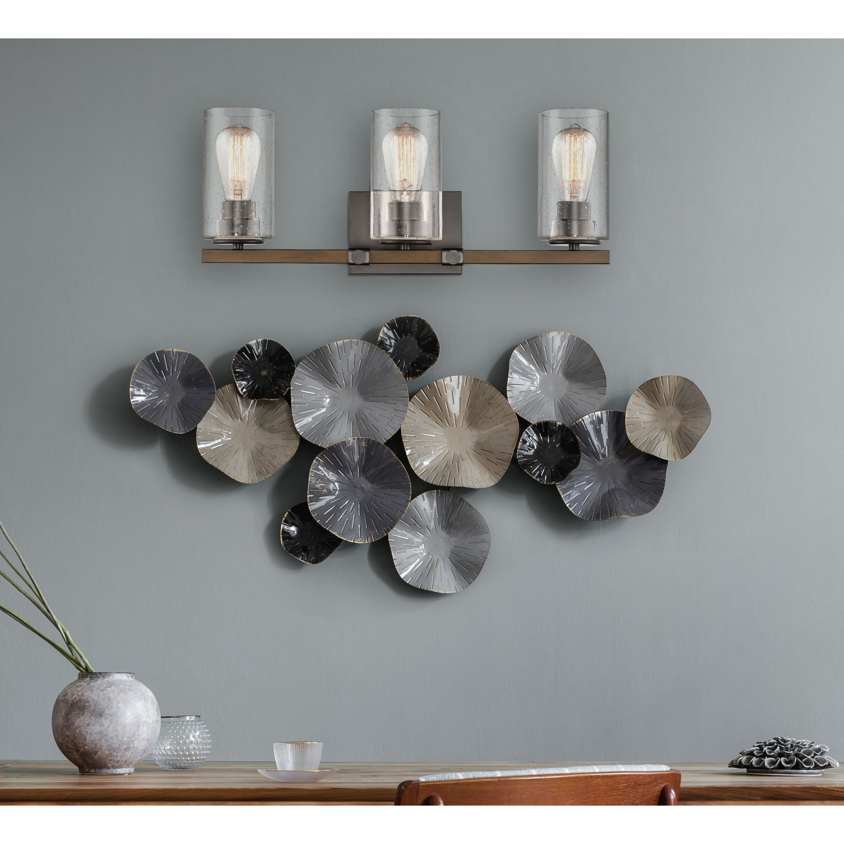 Westlake 3 Light 23 inch Matte Black Bath Vanity Light Wall Light in Seedy Glass