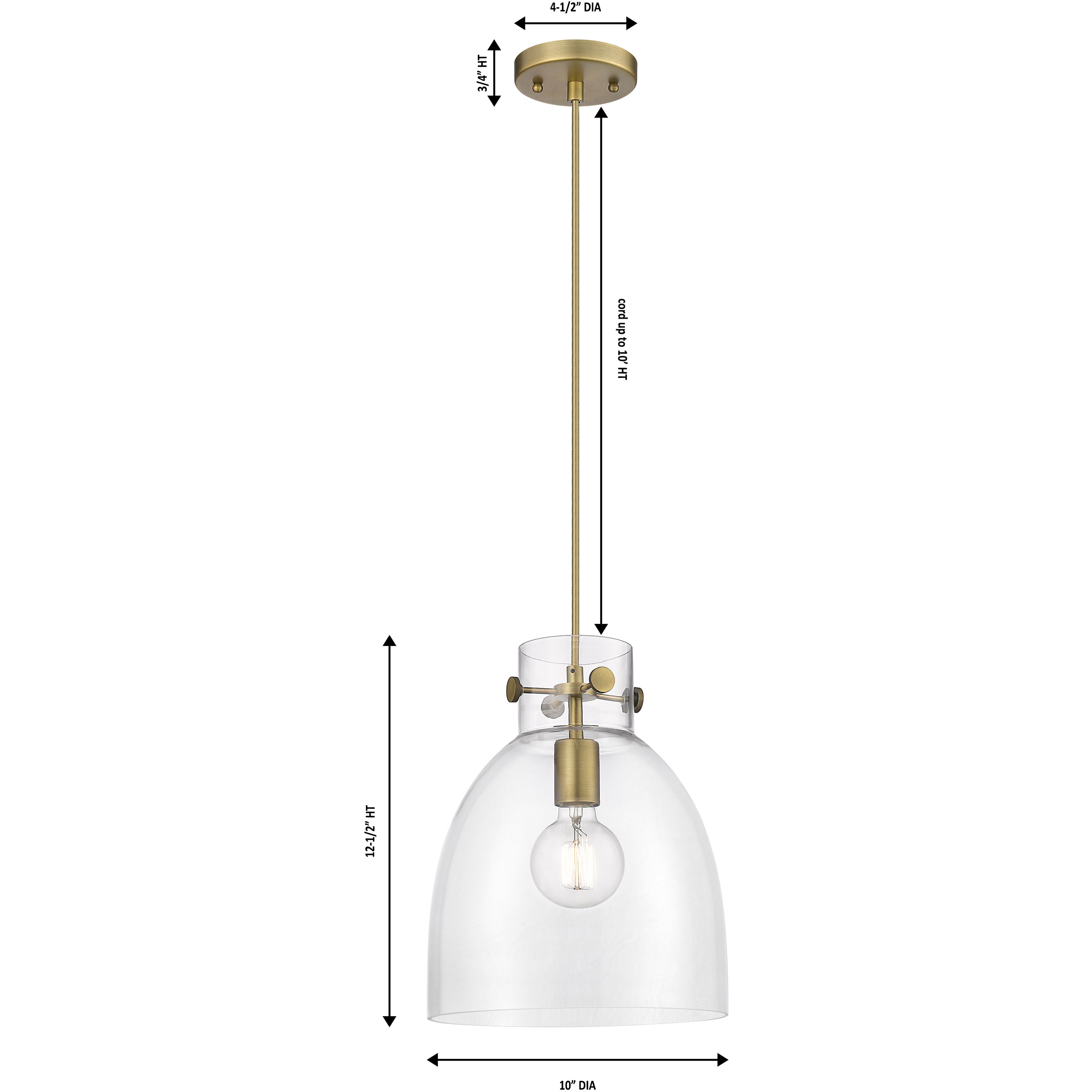 Downtown Urban Newton Bell 1 Light 10 inch Satin Nickel Pendant Ceiling Light in Plated Smoke