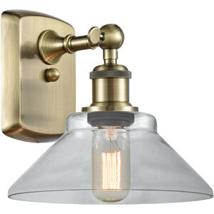 Ballston Orwell LED 8 inch Antique Brass Sconce Wall Light in Clear Glass, Ballston