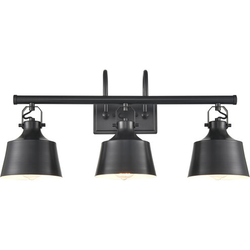 Auralume Provin 3 Light 28 inch Matte Black Bath Vanity Light Wall Light in Incandescent