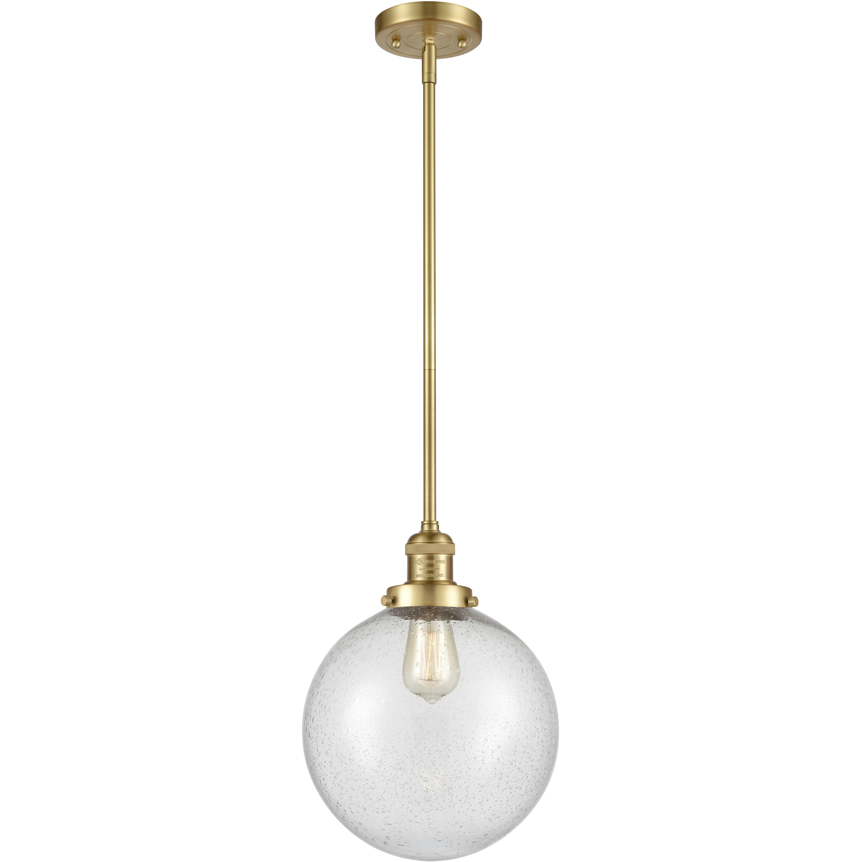 Franklin Restoration Beacon LED 10 inch Satin Gold Mini Pendant Ceiling Light in Seedy, Franklin Restoration