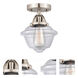 Nouveau 2 Small Oxford 1 Light 8 inch Brushed Satin Nickel Semi-Flush Mount Ceiling Light in Clear Glass