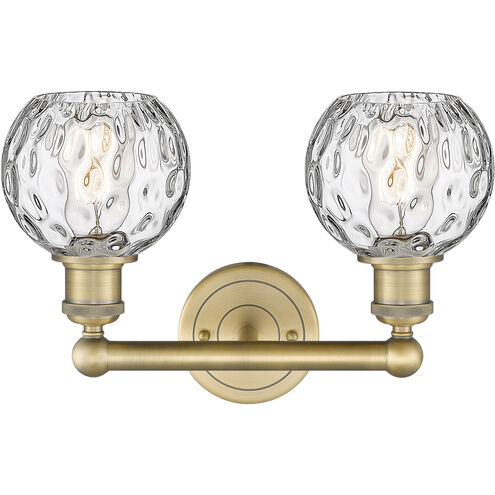 Athens Water Glass 2 Light 15 inch Brushed Brass and Clear Water Glass Bath Vanity Light Wall Light