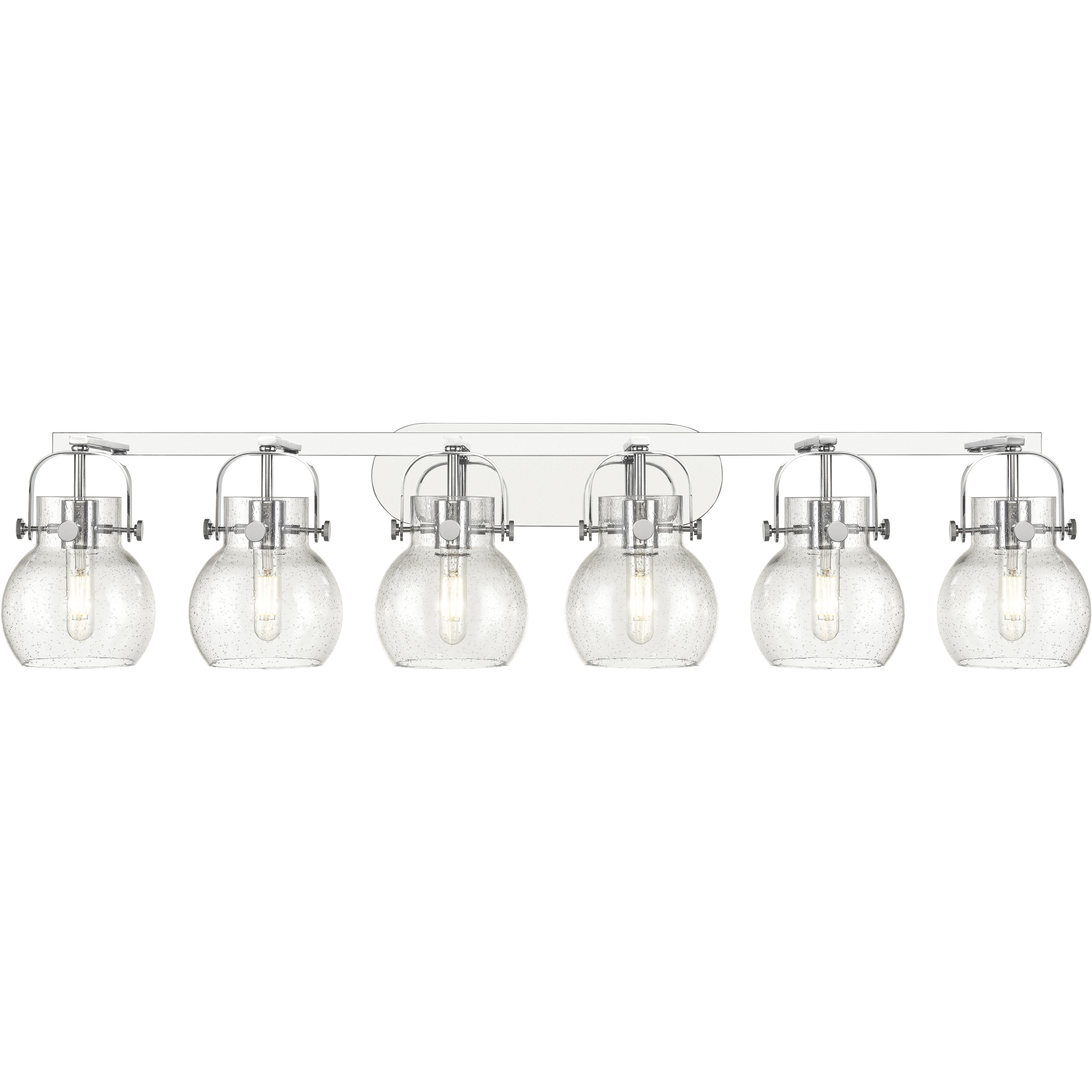 Pilaster II Sphere 6 Light 45.5 inch Polished Chrome Bath Vanity Light Wall Light in Seedy Glass