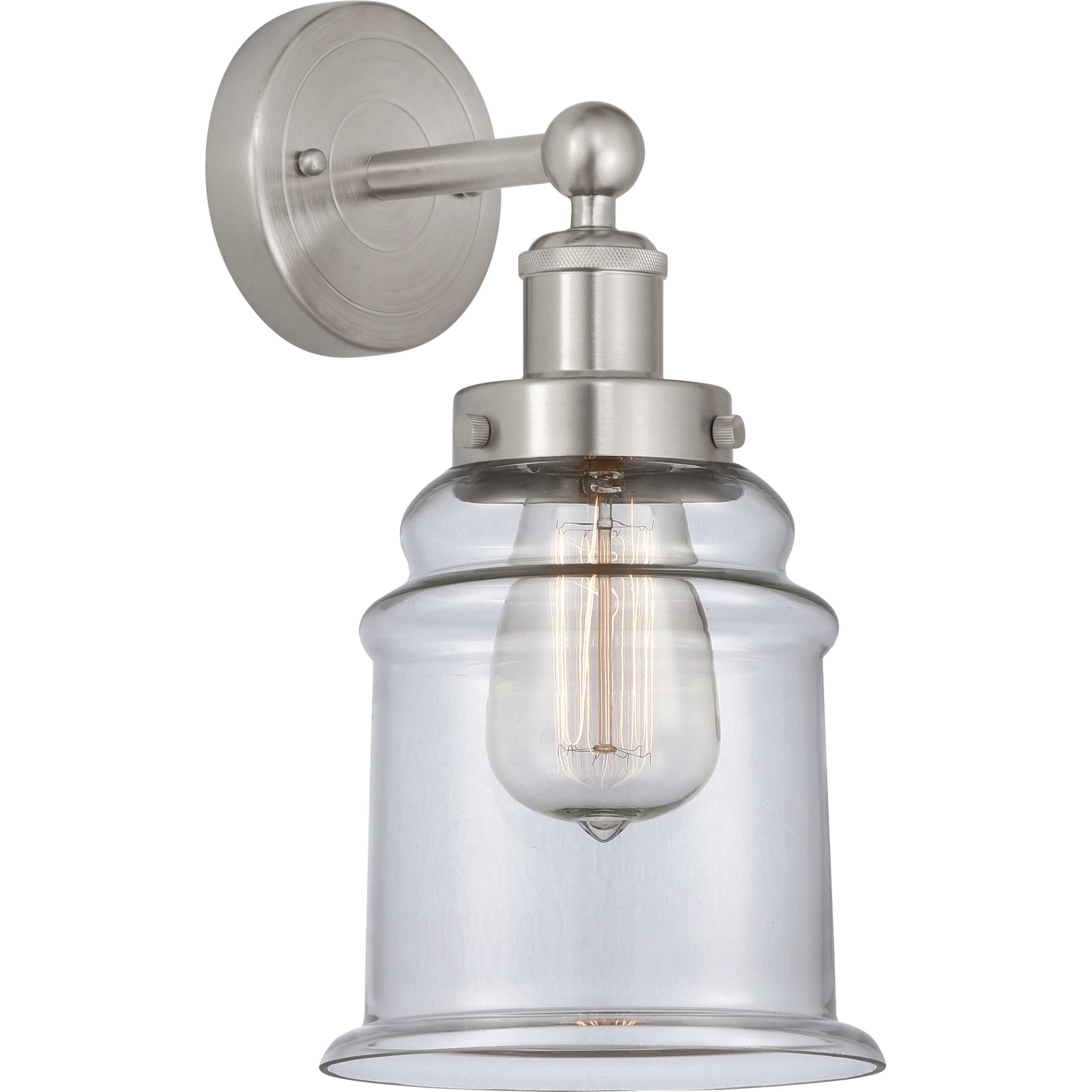 Edison Canton 1 Light 6 inch Brushed Satin Nickel Sconce Wall Light in Clear Glass