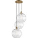 Ballston Athens Water Glass 3 Light 19 inch Brushed Brass Multi-Pendant Ceiling Light