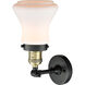 Franklin Restoration Bellmont LED 6 inch Black Antique Brass Semi-Flush Mount Ceiling Light in Matte White Glass, Franklin Restoration