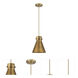 Newton Cone 1 Light 8 inch Brushed Brass Pendant Ceiling Light