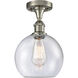 Ballston Athens LED 8 inch Brushed Satin Nickel Semi-Flush Mount Ceiling Light in Seedy Glass