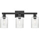 Arcadia Hadley 3 Light 23.5 inch Matte Black Bath Vanity Light Wall Light in Clear
