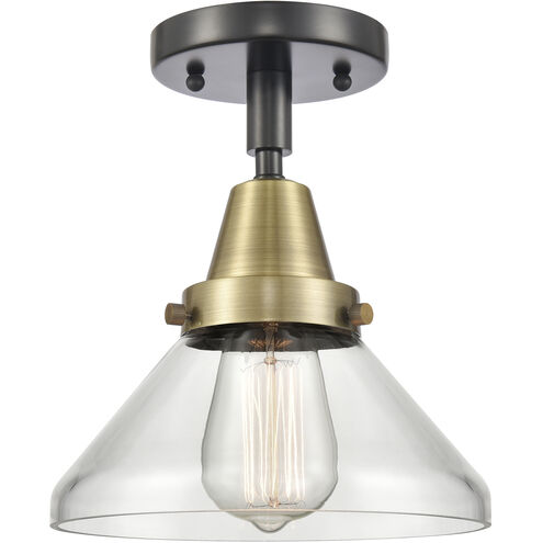 Franklin Restoration Caden LED 8 inch Black Antique Brass and Matte Black Flush Mount Ceiling Light in Clear Glass